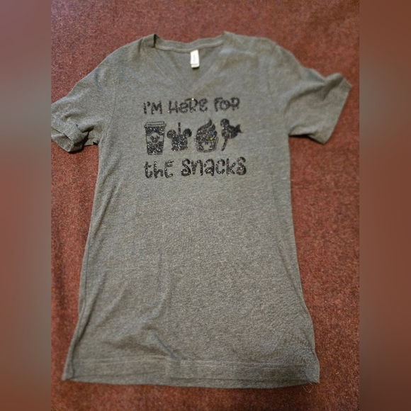 Canvas Disney Print T In Heather Grey With Black Sparkles Size Small - Picture 1 of 7